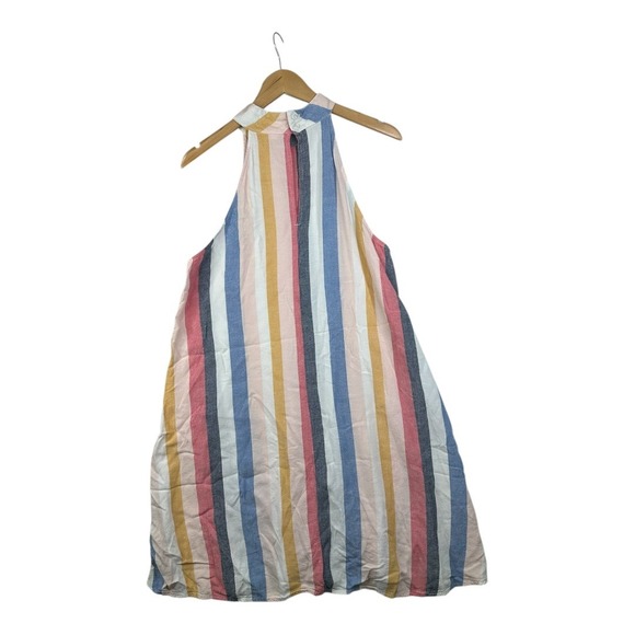Cloth & Stone Anthropologie Linen Blend Striped Halter Neck Dress size Medium - Picture 4 of 6